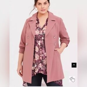Torrid Mauve Double-Breasted Longline Blazer Jacket